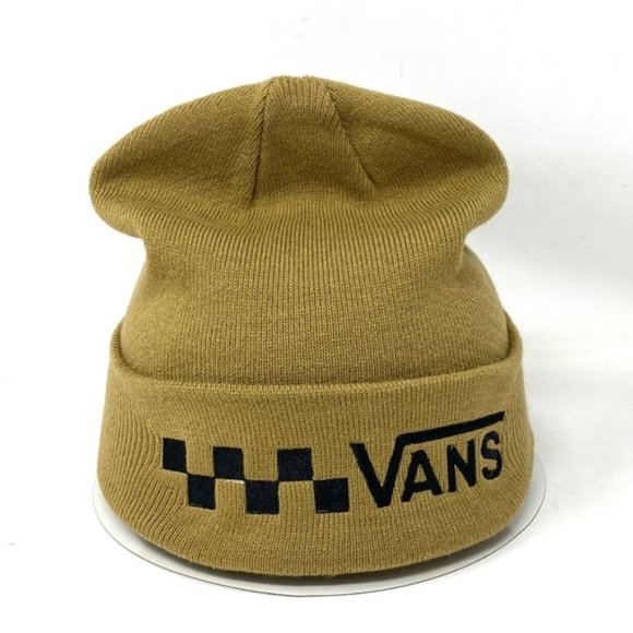 VANS Trecker Beanie Knit Tan Black Hat Unisex One Size Logo VN0A7UDDMD2 - Picture 1 of 3